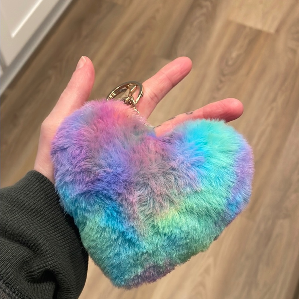 Colorful Heart-Shaped Plush Keychain